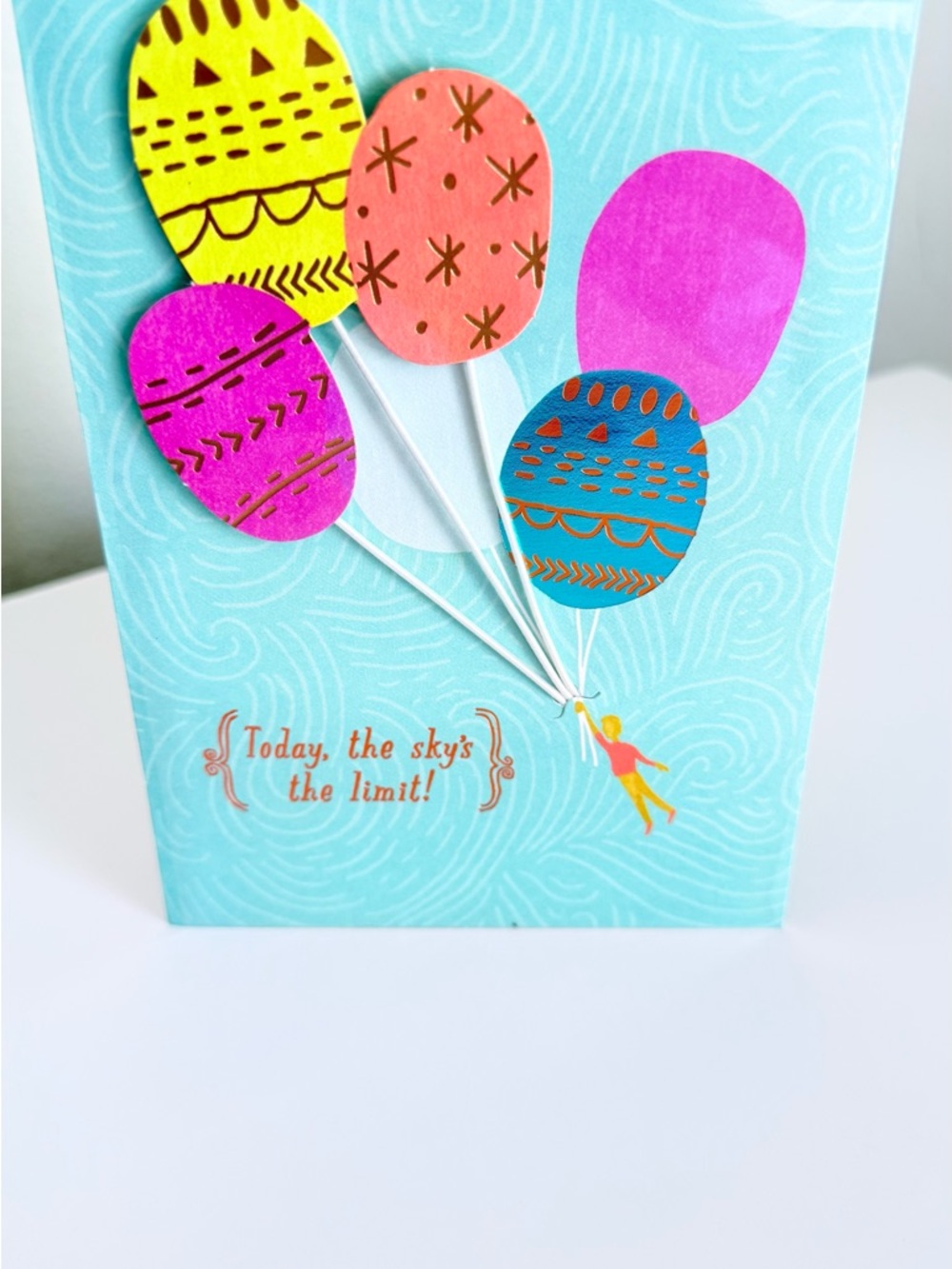 Turquoise Birthday Card with Multicolor Balloon Bouquet - Picture 3 of 4